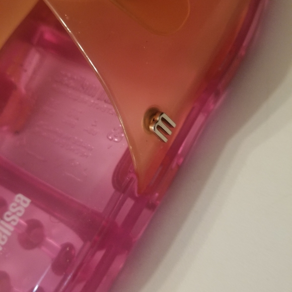 Mini Melissa Jelly buckle slides sandals girls 4 pink orange - Picture 5 of 11